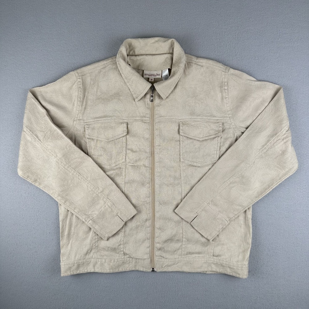 Monterey Bay Clothing Linen Blend Button Up Womens M Lightweight Jacket Full Zip